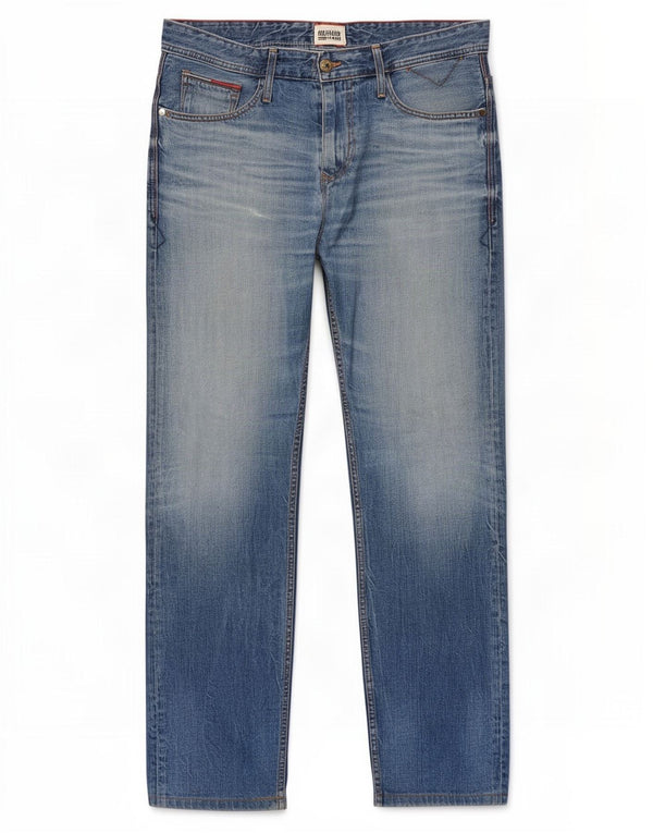 Tommy Hilfiger Herre Distressed Straight Jeans W34 L30 Blå Bomuld