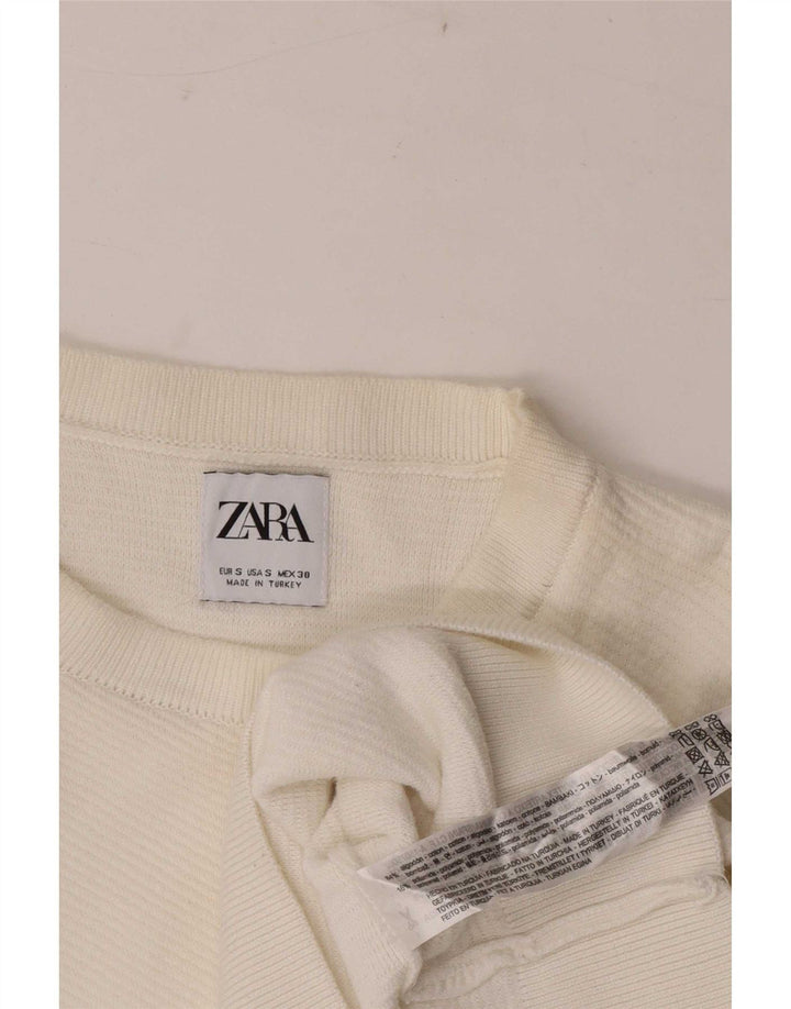 Zara Herre sweater med rund hals, lille hvid bomuld