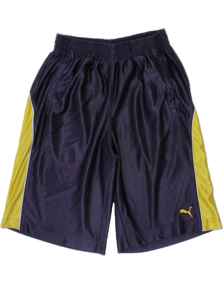 PUMA Boys Sport Shorts 9-10 Years Medium Navy Blue Colourblock Polyester Vintage Puma and Second-Hand Puma from Messina Hembry 