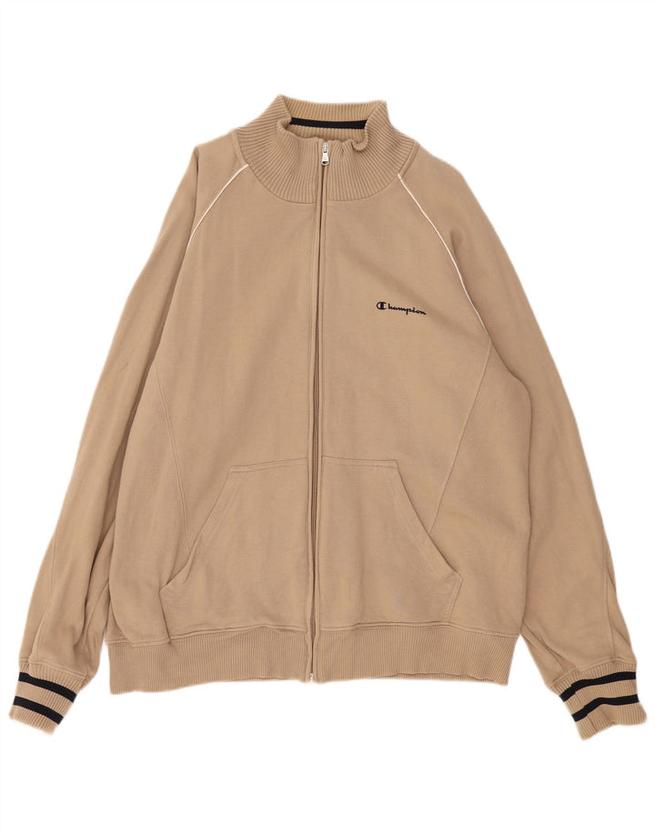 Champion Herre træningsdragt topjakke XL beige stribet bomuld