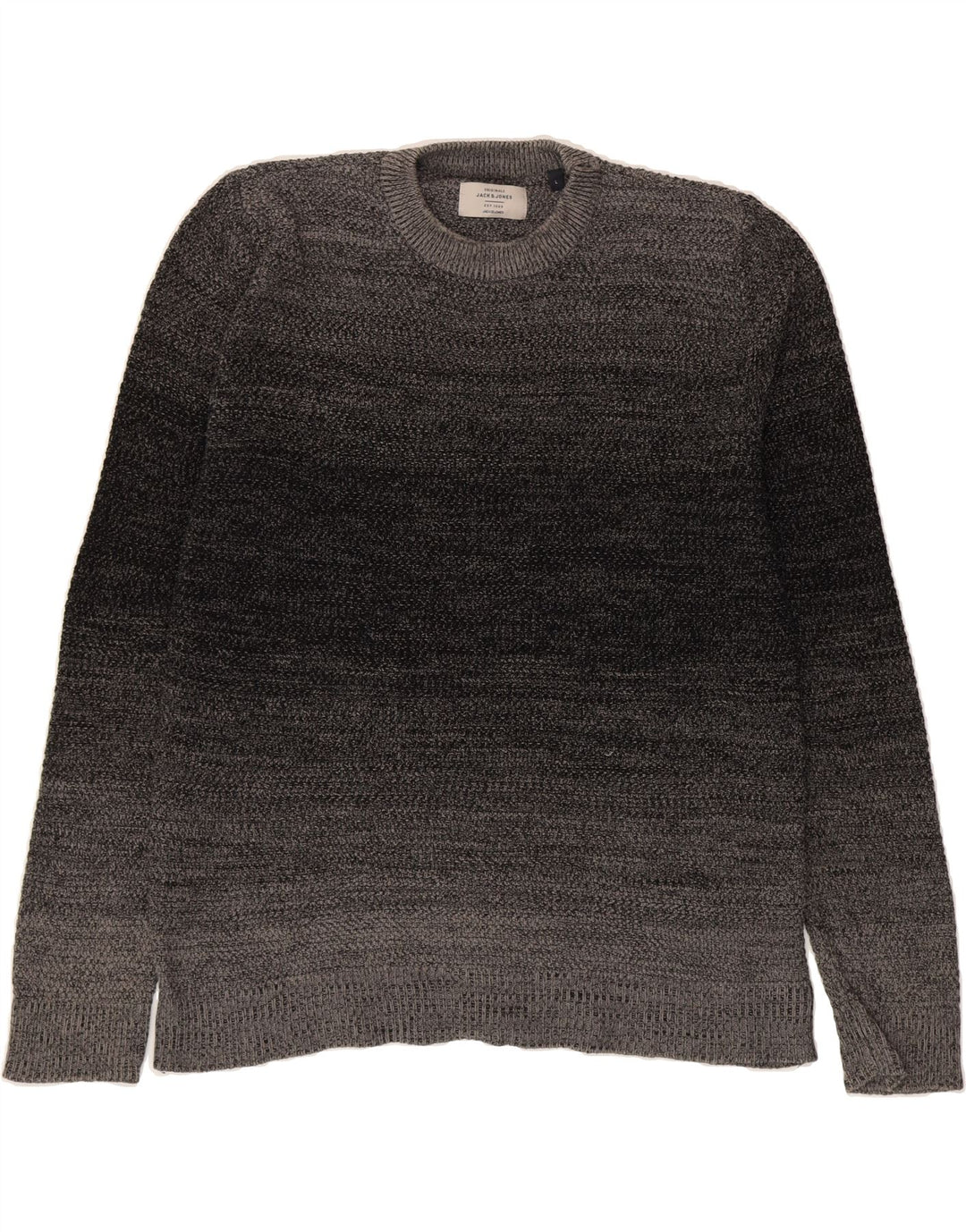 JACK & JONES Mens Crew Neck Jumper Sweater Large Grey Colourblock Cotton Vintage Jack & Jones and Second-Hand Jack & Jones from Messina Hembry 