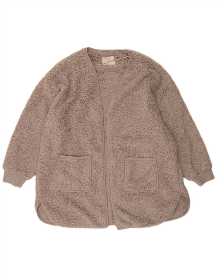 Marks & Spencer Dame Oversized Åben Fleece Overfrakke UK 18 XL Grå
