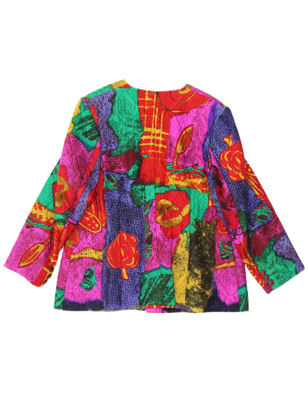 VINTAGE Dame 5-knaps blazerjakke UK 14 Medium Multicolored Floral