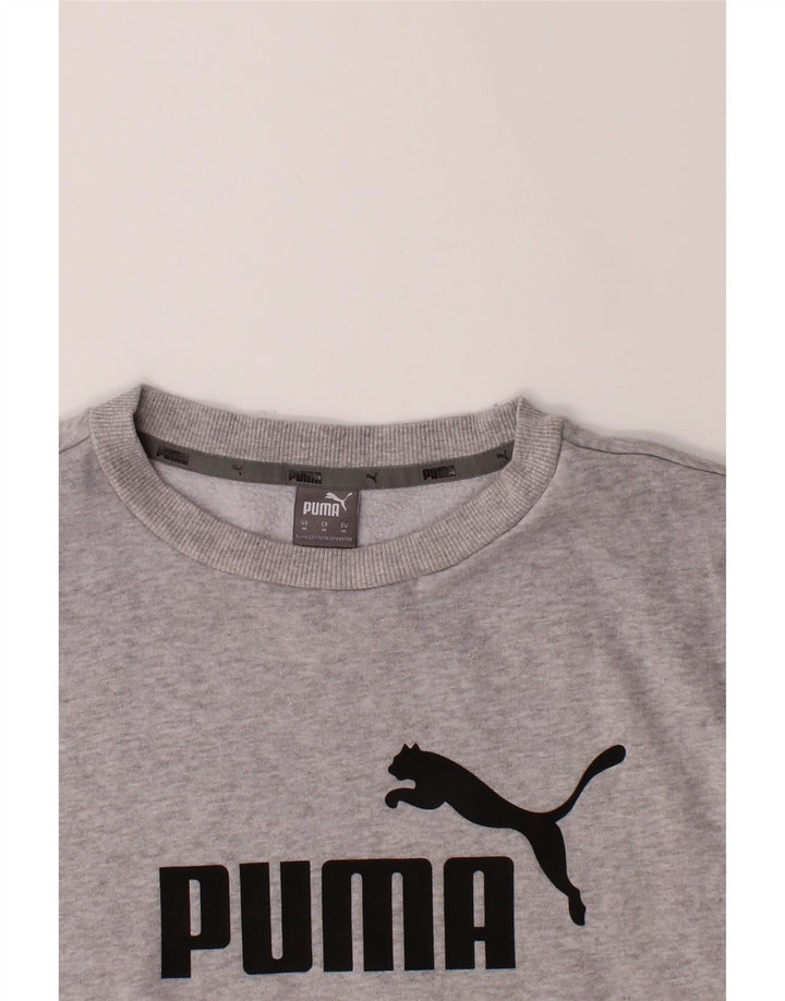PUMA Womens Graphic Oversized Hoodie Jumper UK 14 Medium Grey Cotton Vintage Puma and Second-Hand Puma from Messina Hembry 