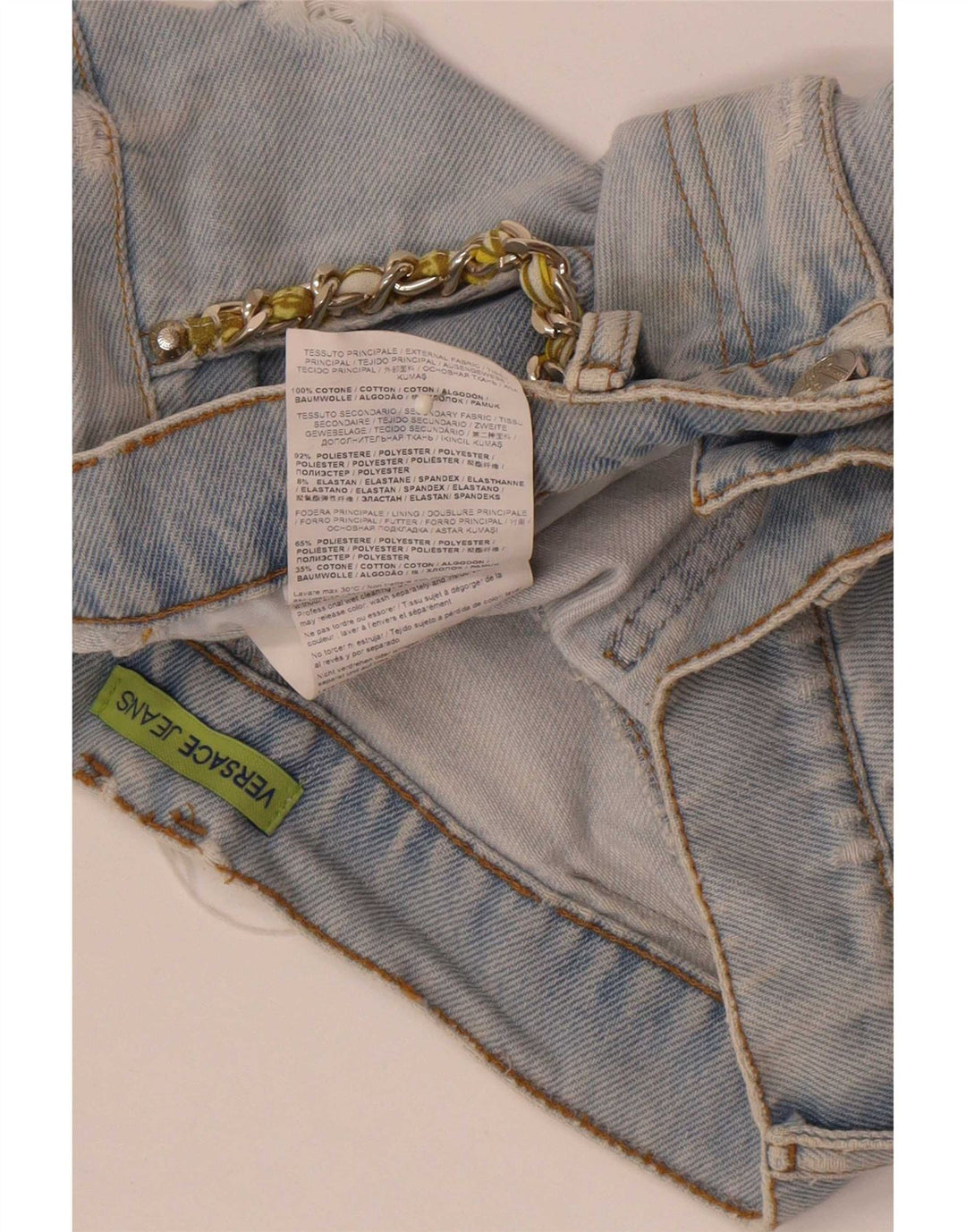 Versace Womens Distressed Denim Shorts W28 Medium Blue Bomuld