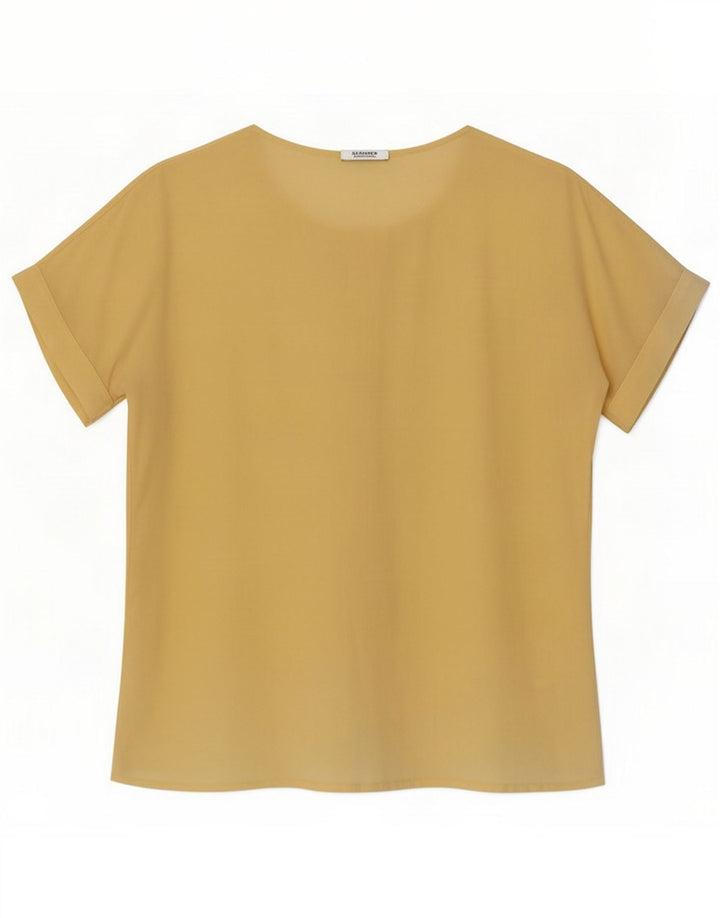 Ines Womens Shirt Blouse IT 42 Medium Yellow Floral