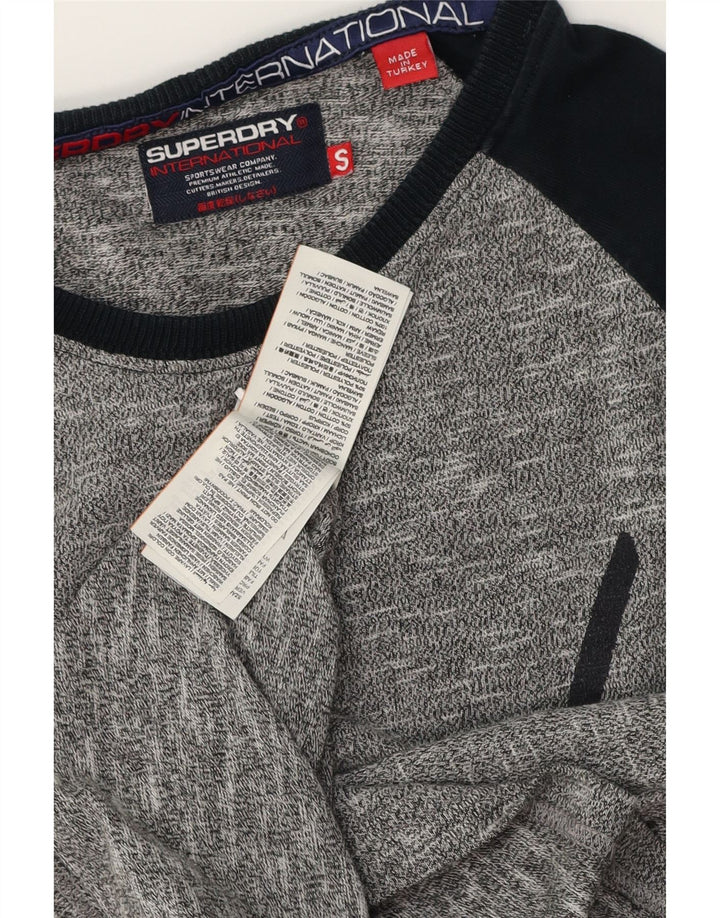 SUPERDRY Herre grafisk top Langærmet lille grå Colourblock Bomuld