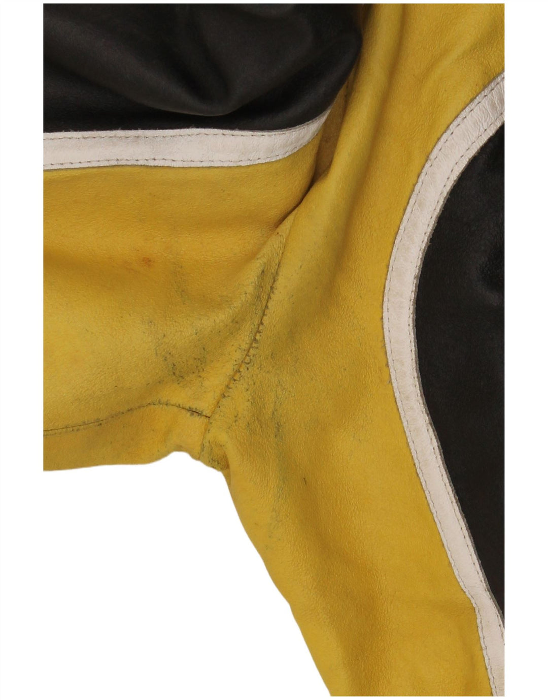 VINTAGE Herre Læder Racer Jakke IT 48 Medium Sort Colourblock Læder