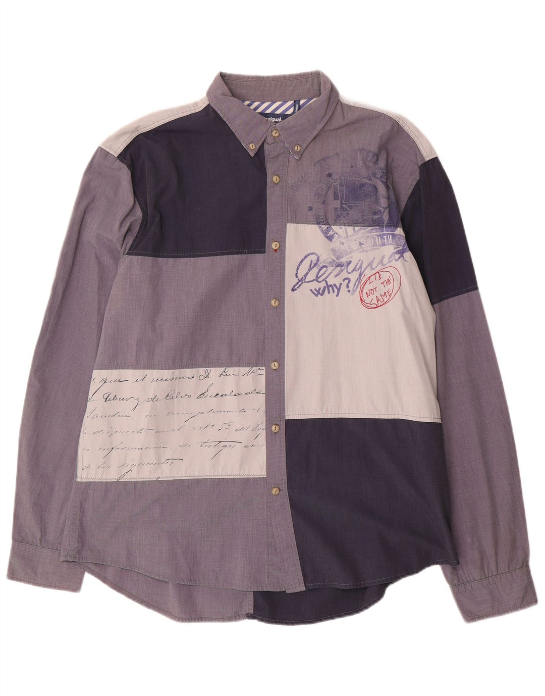 Desigual Herre Regular Fit skjorte 2XL Flerfarvet Patchwork Bomuld