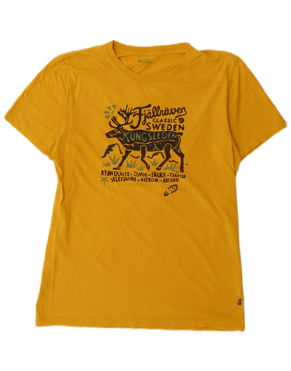 Fjall Raven Herre Grafisk T-Shirt Top Medium Gul Bomuld