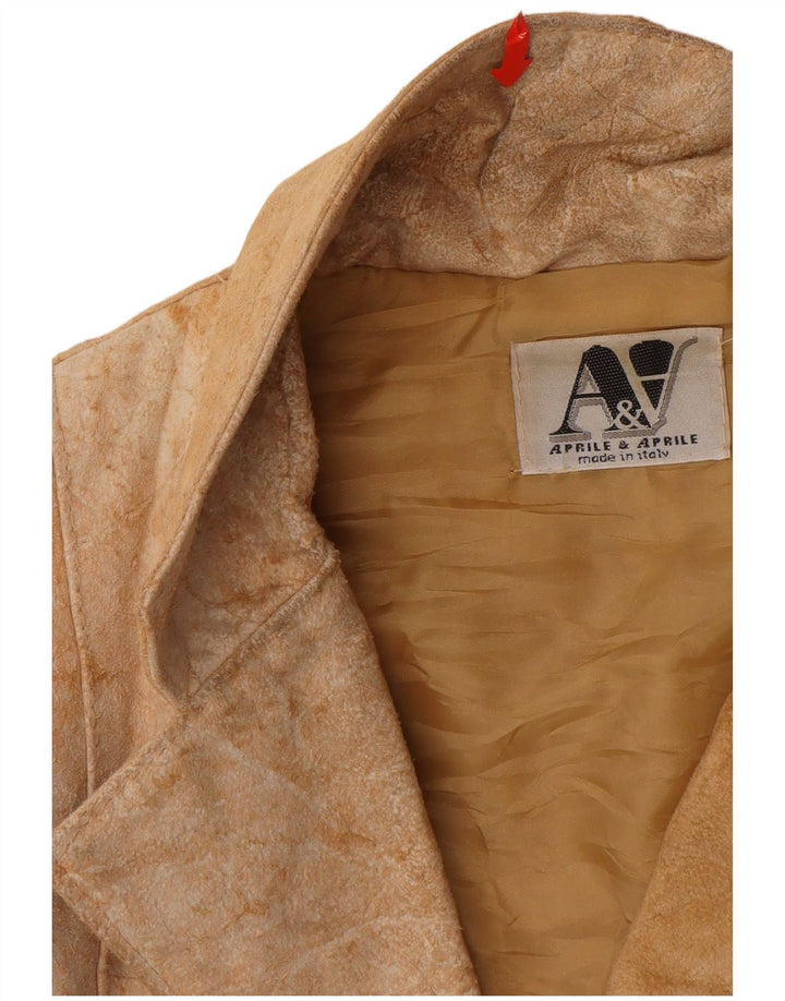 VINTAGE Dame ruskindsjakke UK 12 Medium Beige Læder