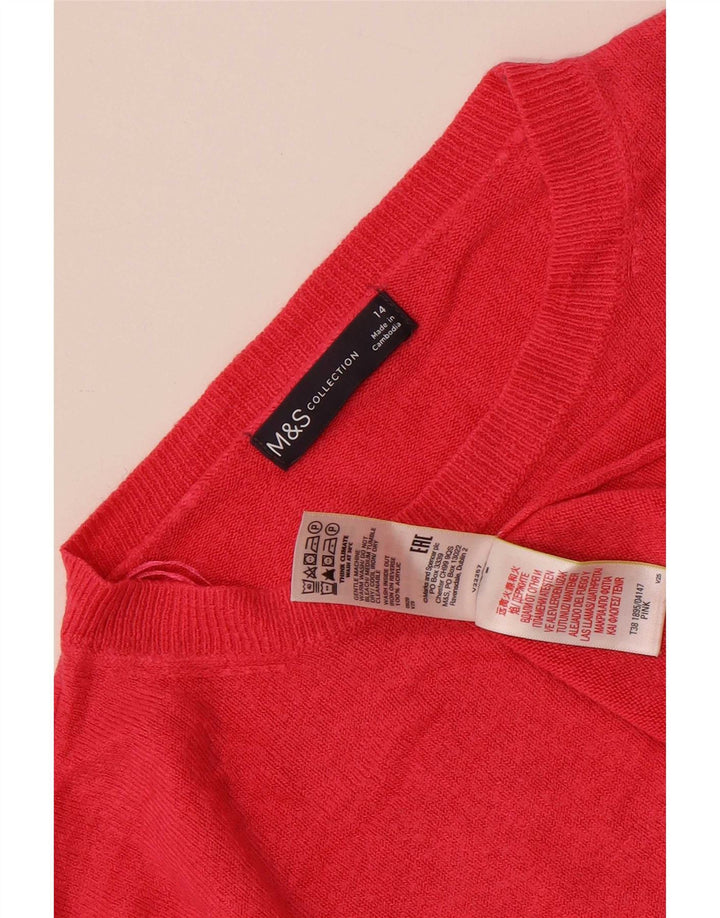 Marks & Spencer Dame sweater med rund hals DK 14 Medium Pink Akryl