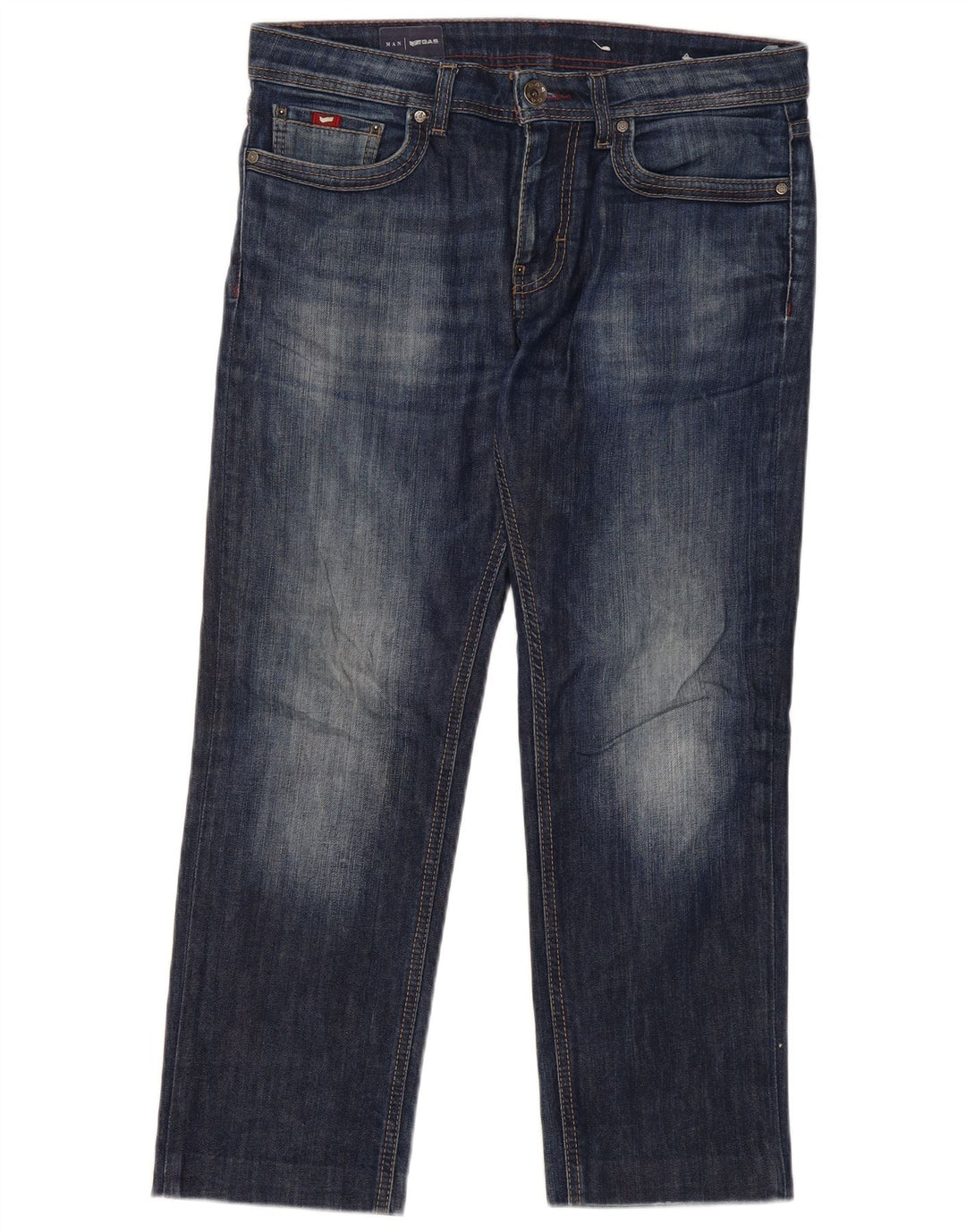 Gas Herre Cropped Straight Jeans W31 L26 Blå Bomuld