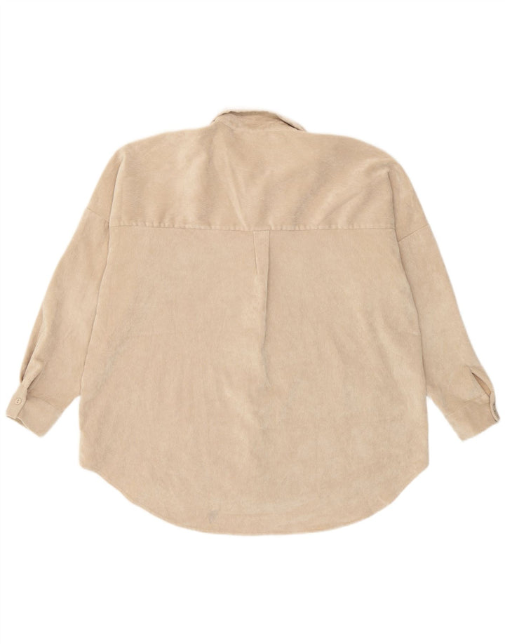 Zara Dame Oversized Corduroy Shirt UK 16 Large Beige