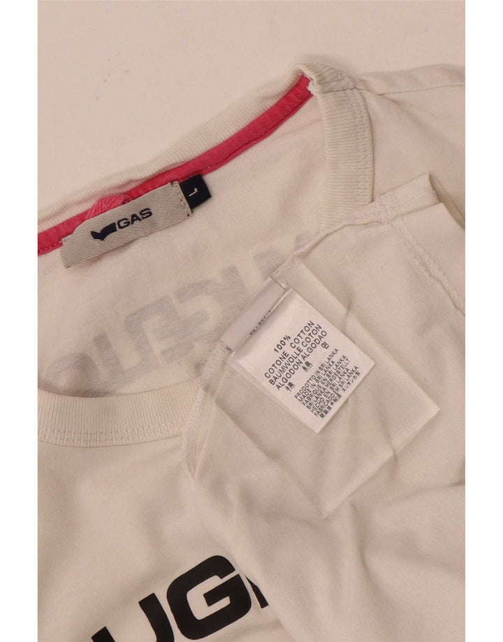 Gas Herre Grafisk T-Shirt Top Stor Hvid Bomuld