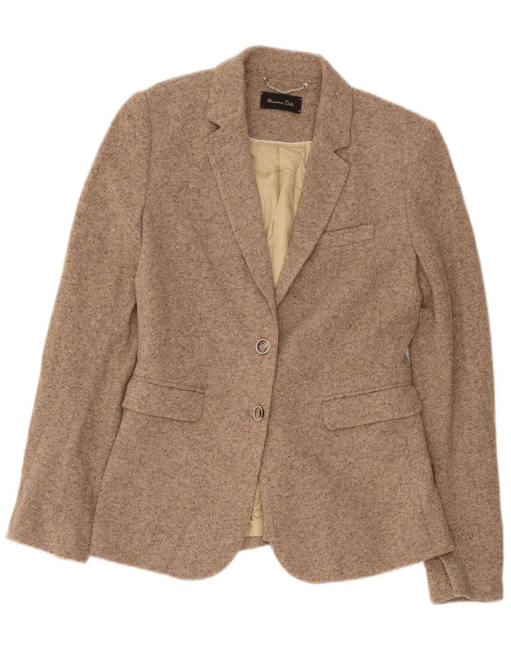 Massimo Dutti Dame 2 Button Blazer Jacket EU 38 Small Beige Flecked Wool