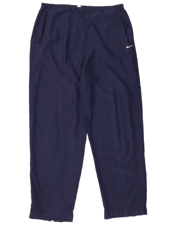 NIKE koniske fritidsbukser til kvinder US 12/14 Large W32 L30 Marineblå