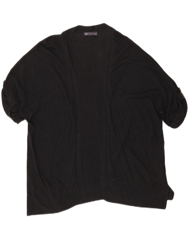 Marks & Spencer Dame Kortærmet Åben Cardigan Top UK 16 Large Black