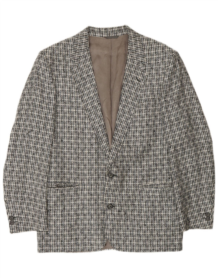 VINTAGE Herre 2-knaps blazerjakke IT 50 Stor grå ternet polyester