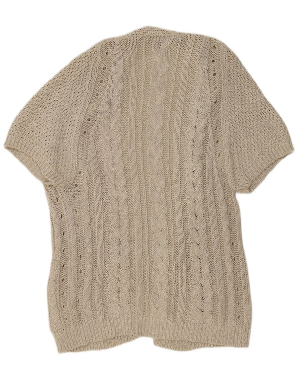 Massimo Dutti Dame Kortærmet Cardigan Sweater UK 16 Stor Beige