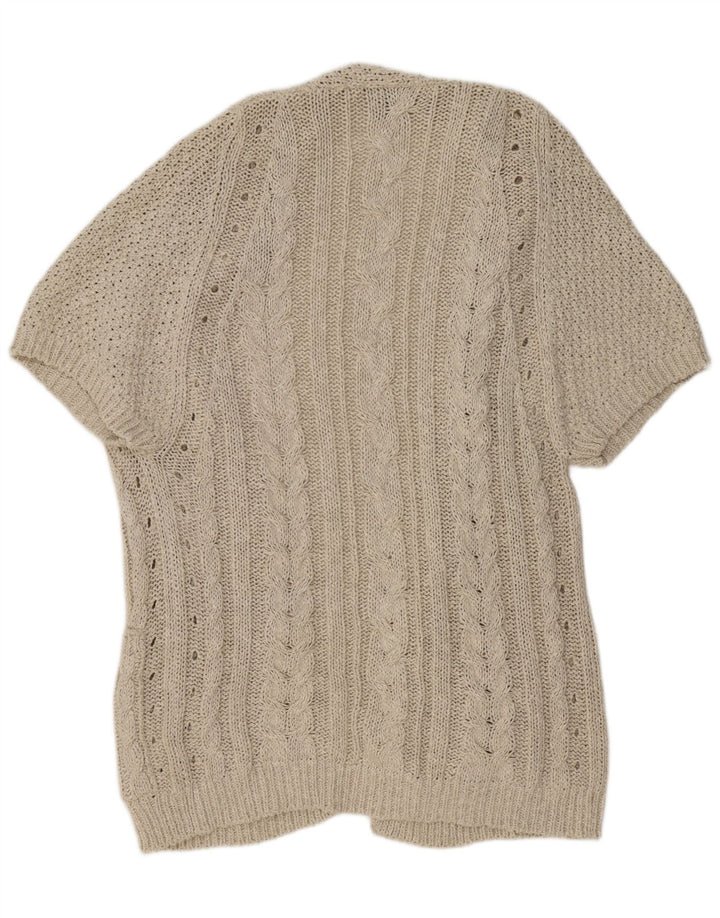 Massimo Dutti Dame Kortærmet Cardigan Sweater UK 16 Stor Beige
