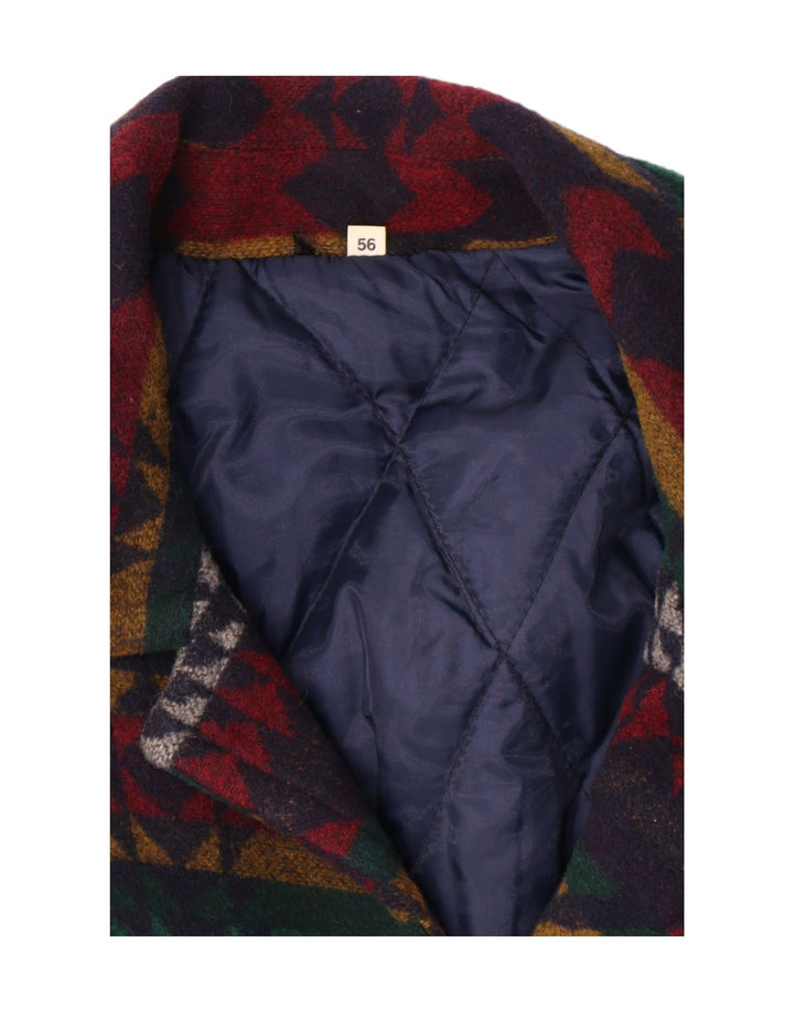 Vintage Herre Windbreaker Coat EU 56 3XL Multifarvet Geometrisk Uld Aztec