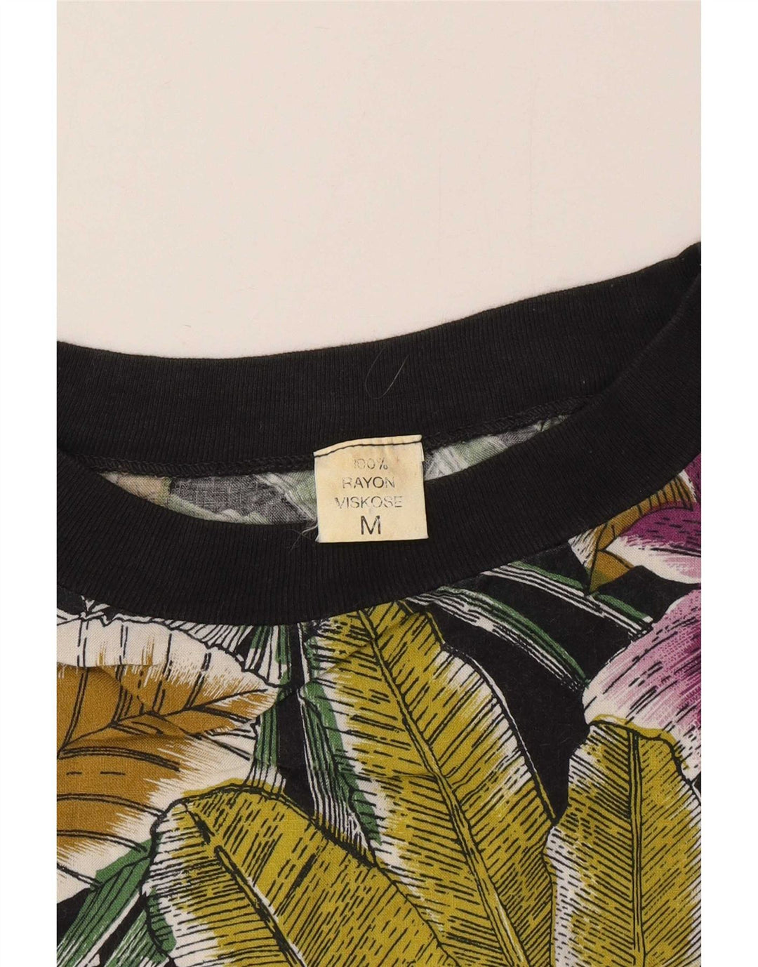 Vintage Herre T-shirt Top Medium Flerfarvet Floral Rayon