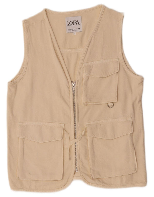Zara Boys Utility Gilet 9-10 år beige bomuld