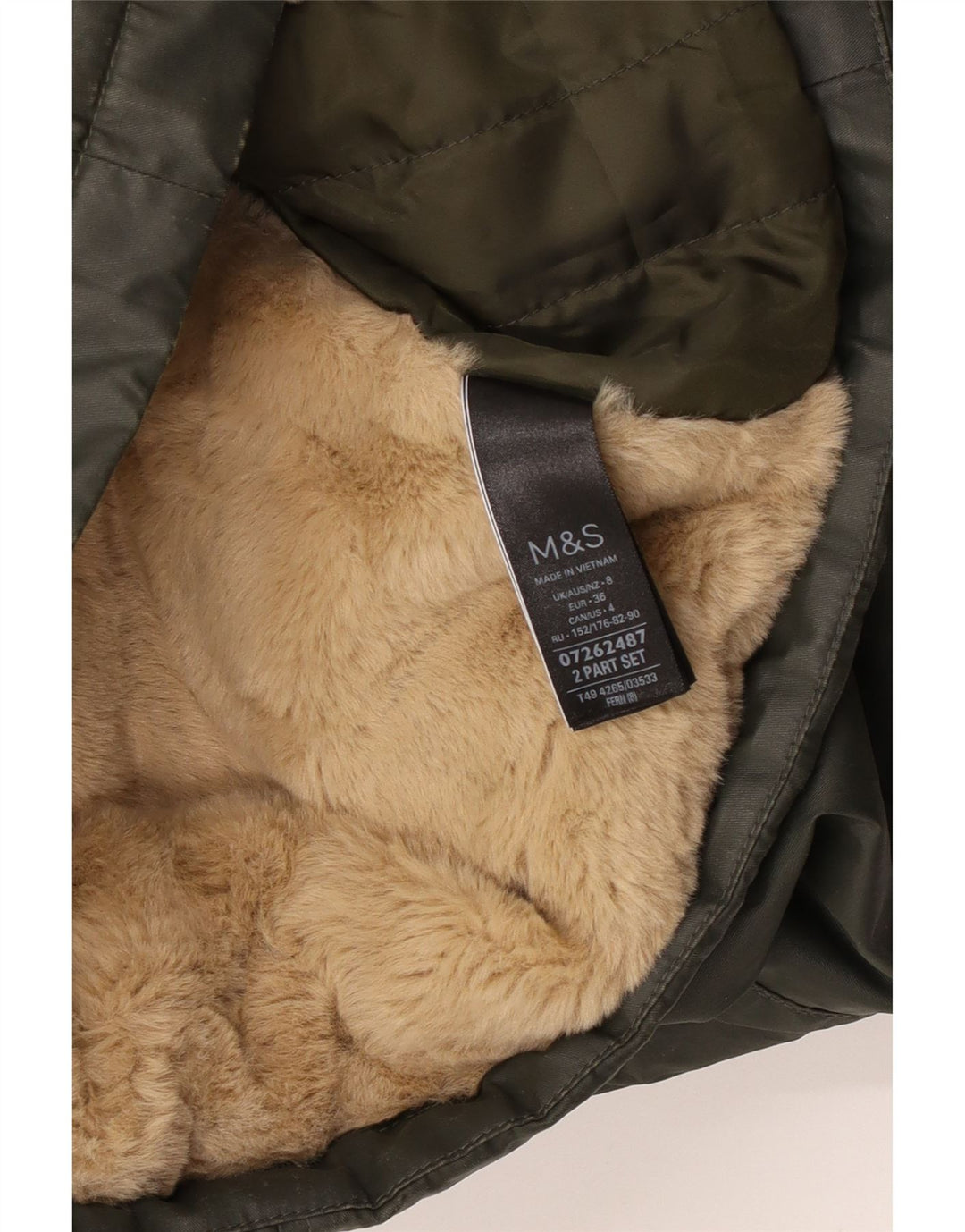 Marks & Spencer Dame Oversized Hættejakke UK 8 Small Khaki