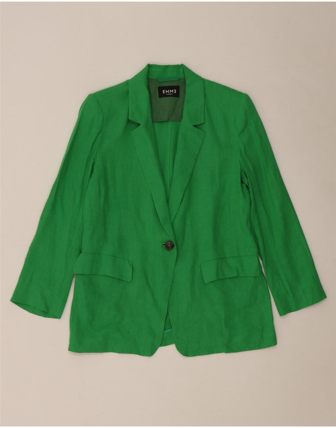 Marella Dame EMME 1 Knap Blazer Jacket UK 8 Small Green Linen