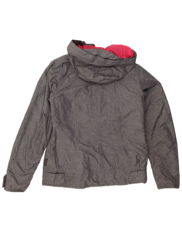 Jack Wolfskin Dame hætte vindjakke UK 10 Small Grey Polyester