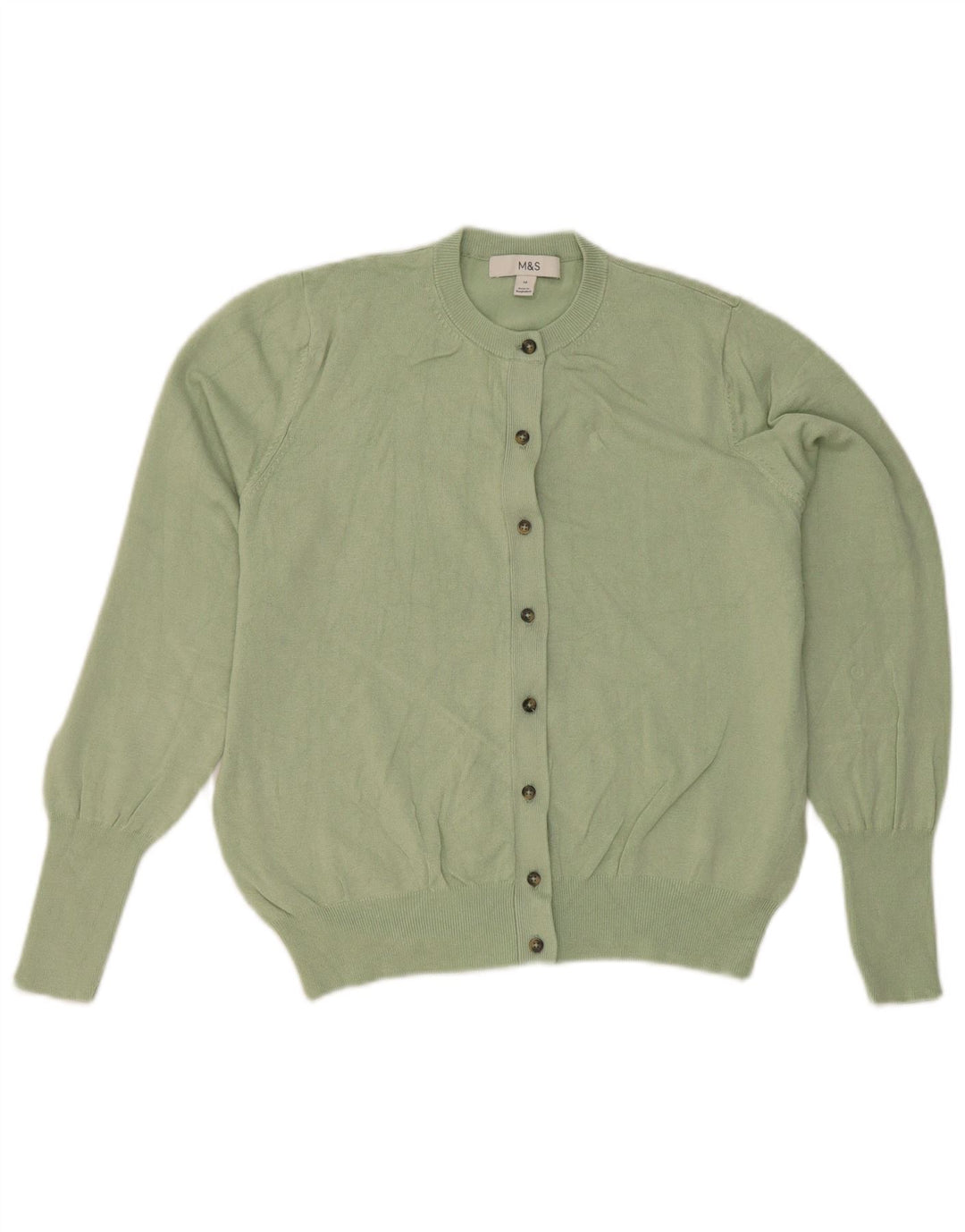 Marks & Spencer Dame Cardigan Sweater UK 14 Medium Green Viscose