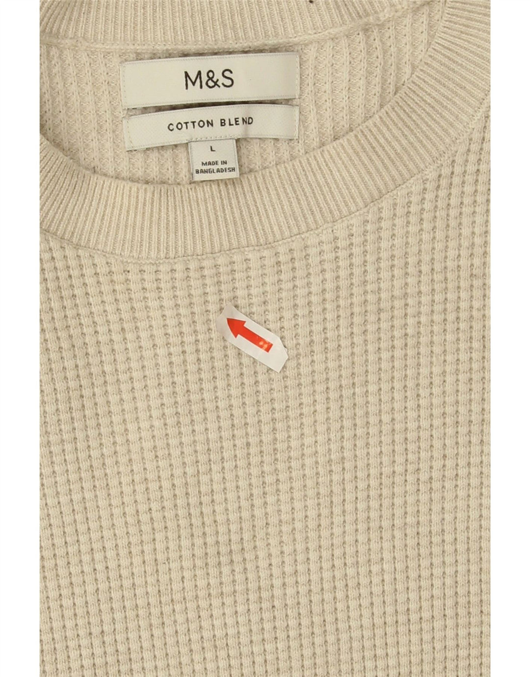 Marks & Spencer Herre sweater med rund hals, stor beige polyester