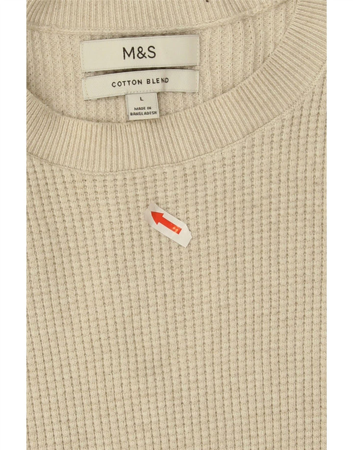 Marks & Spencer Herre sweater med rund hals, stor beige polyester