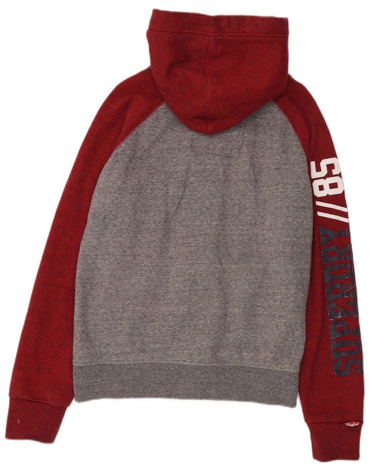 Superdry Herre grafisk hættetrøje med lynlås mellemgrå Colourblock Bomuld