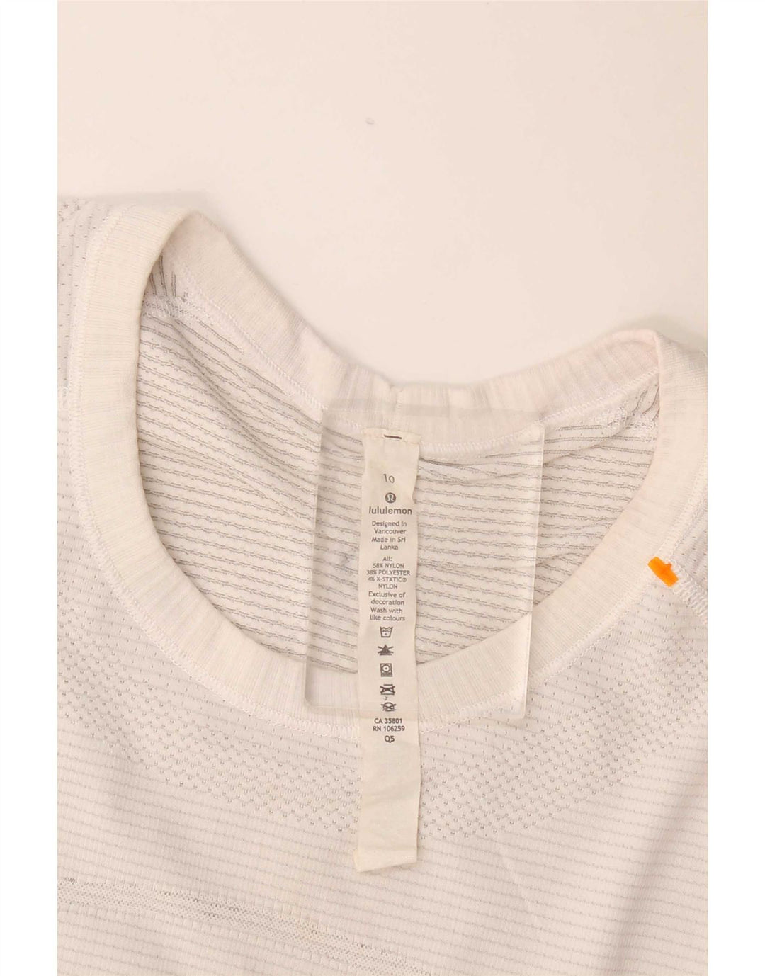 Lululemon Dame T-Shirt Top US 10 Stor Hvid Nylon