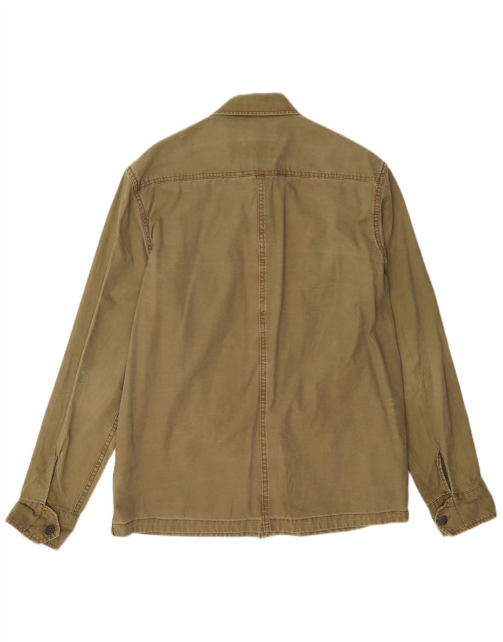 Zara Herre Oversized Military Shirt Stor Khaki Bomuld