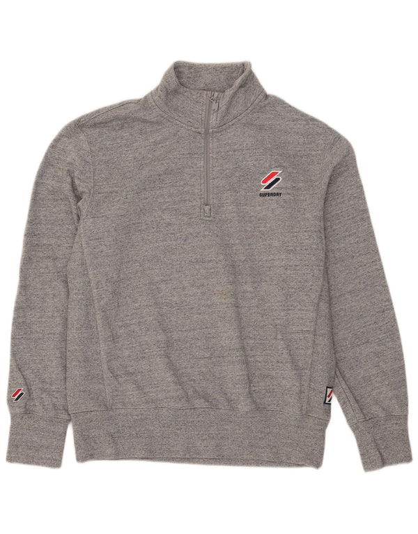 Superdry Sweatshirt med lynlås til mænd, stor grå bomuld
