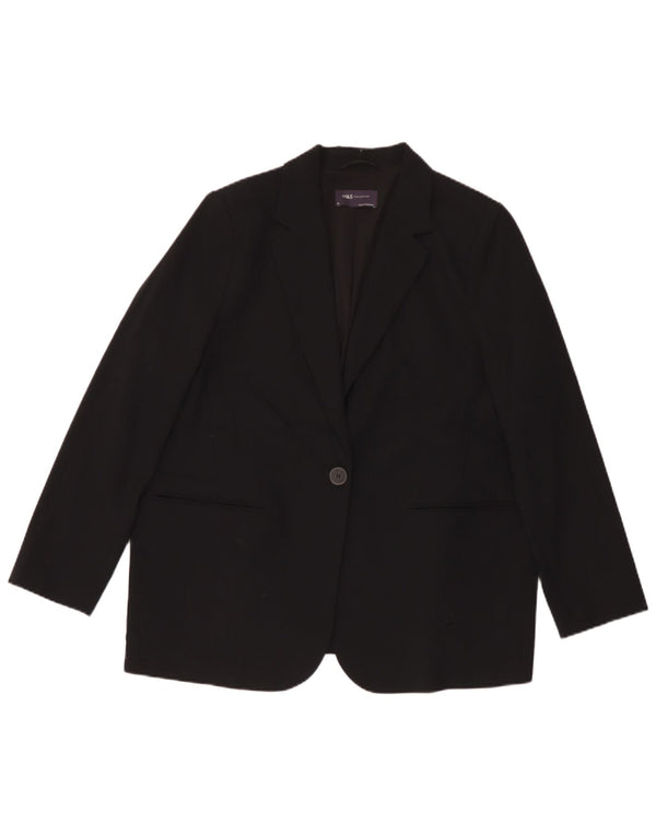 Marks & Spencer Dame 1 knap Oversized Blazer Jacket UK 18 XL Sort
