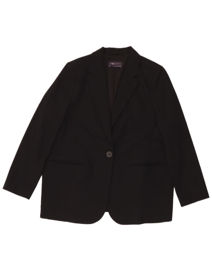 Marks & Spencer Dame 1 knap Oversized Blazer Jacket UK 18 XL Sort