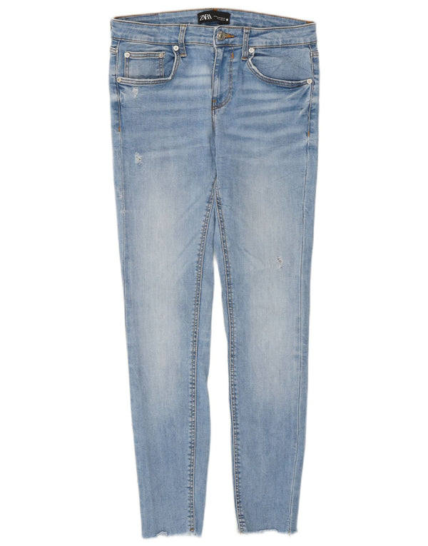 Zara Dame Distressed Skinny Jeans EU 38 Small W28 L26 Blue Cotton