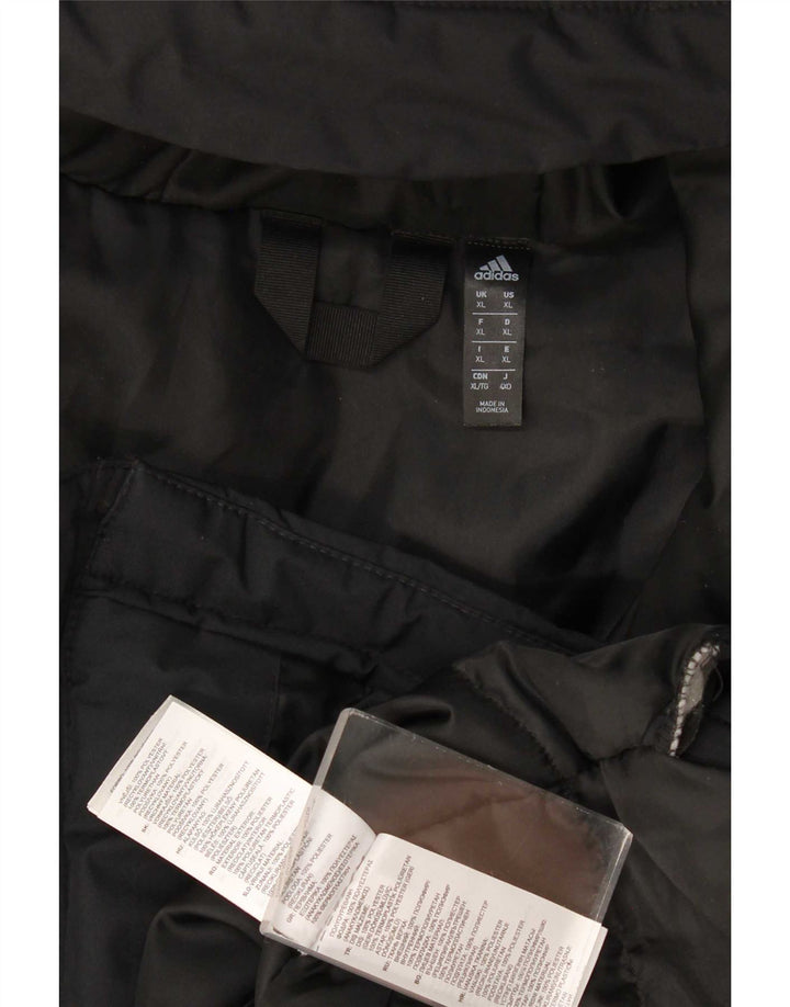 Adidas Mens Hooded Padded Jacket UK 42 XL Black Polyester