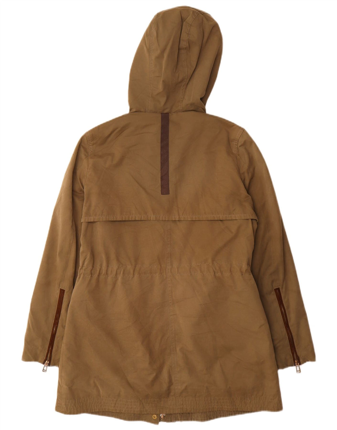 Zara Dame Hooded Parka Jacket UK 14 Medium Khaki Polyester