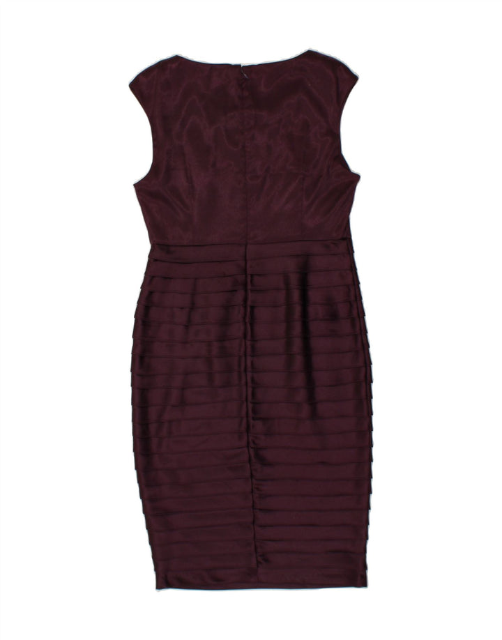 DEBUT Womens Sleeveless Bodycon Dress UK 14 Medium Burgundy Polyester Vintage Debut and Second-Hand Debut from Messina Hembry 