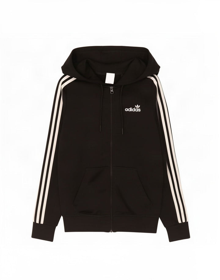 Adidas hættetrøje med lynlås til kvinder UK 10 Lille sort polyester