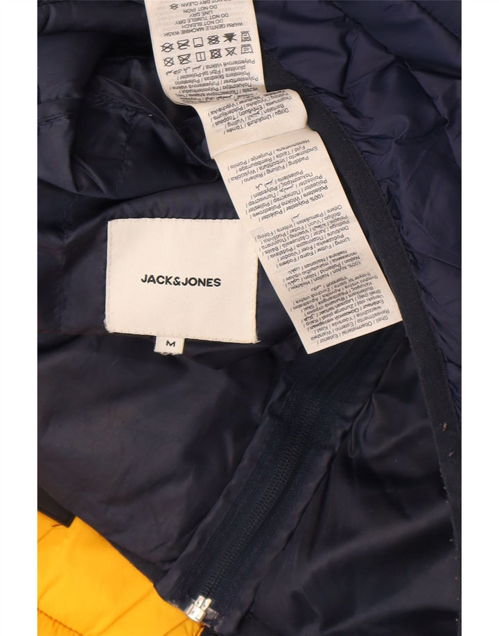 Jack & Jones Herre hættepolstret jakke UK 38 Medium Navy Blue Colourblock