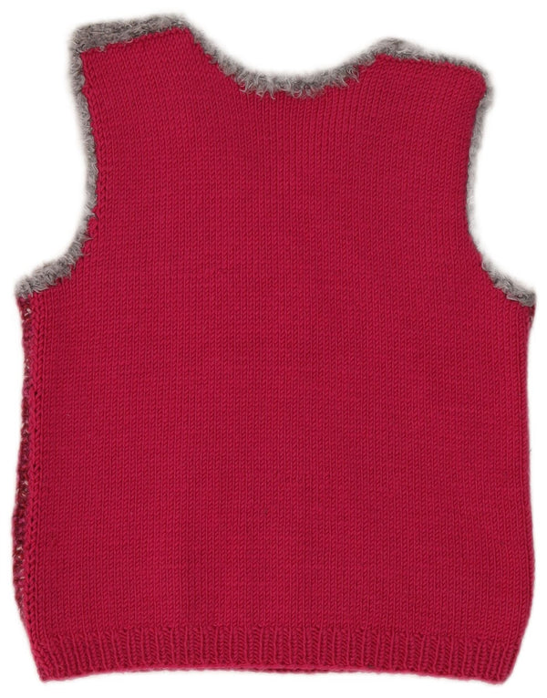 Vintage Dame Vest Tank Top UK 10 Small Pink Colourblock