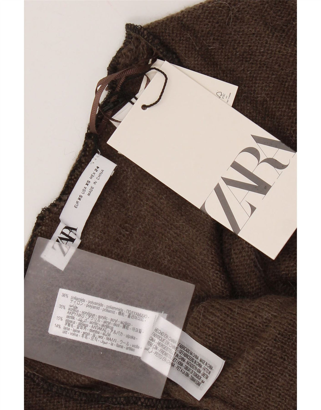 Zara Womens Crop Cardigan Sweater UK 6 XS Brun Polyamid