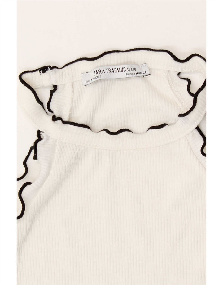 Zara Womens Crop Halter Top UK 12 Medium White Bomuld