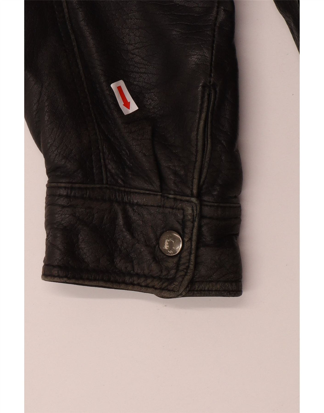 VINTAGE Herre Læderjakke UK 40 Stor Sort Læder